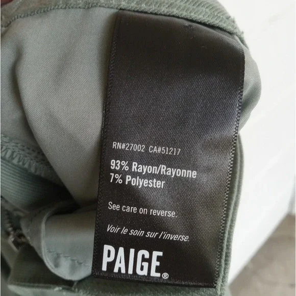 Paige Women's Becca High Waisted Laurel Green Pants Tapered Pockets Size 6 - Picture 9 of 16